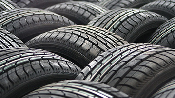 tow pile of tyres